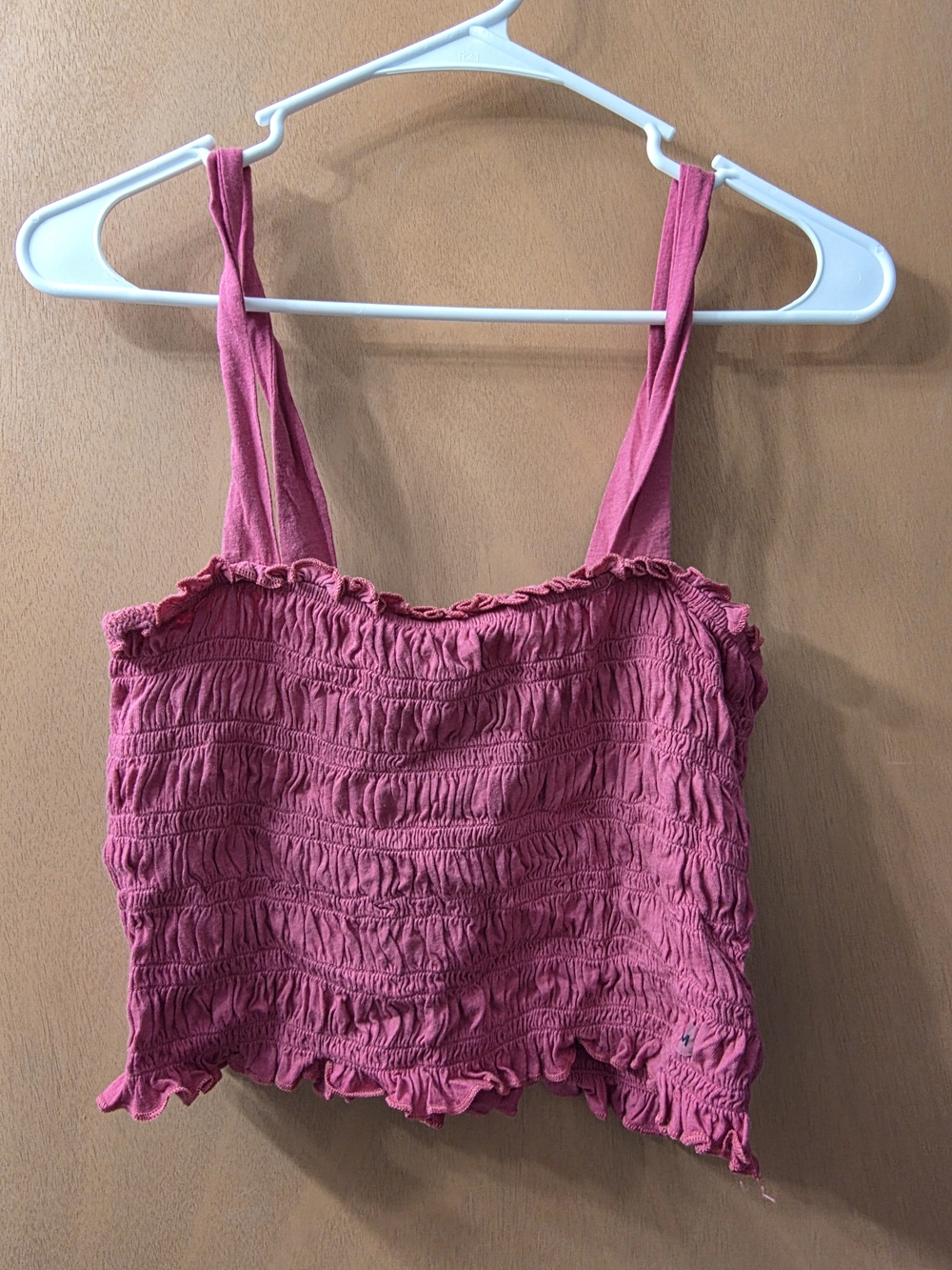 American Eagle Outfitters Pink Smocked Crop Tank